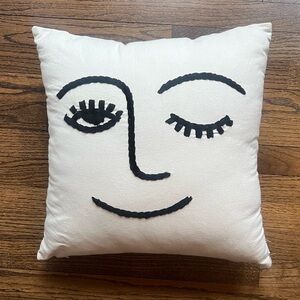 Embroidered Face Throw Pillow